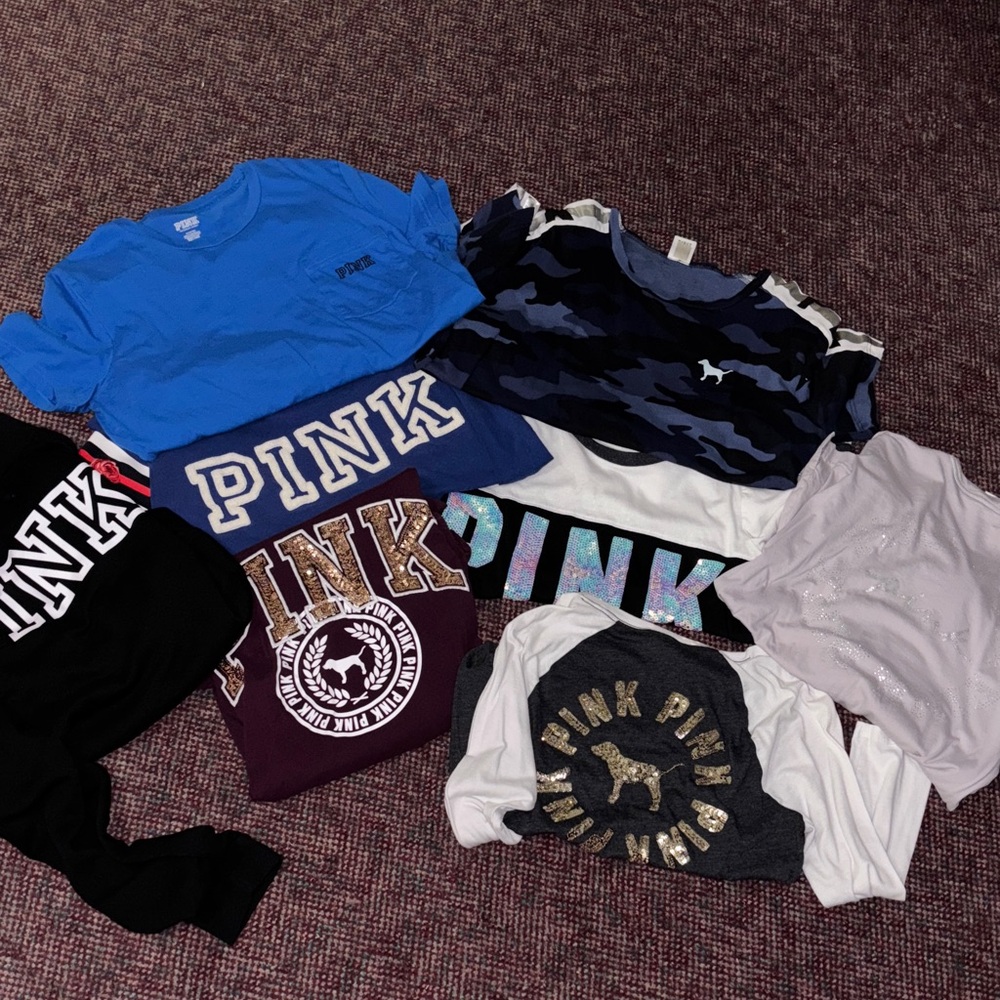 PINK Victoria's Secret Kids Tee - Blue and Black Camo